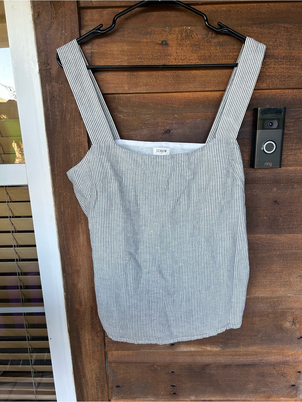 J.Crew Linen Cotton Striped Square Neck Tank Top Medium